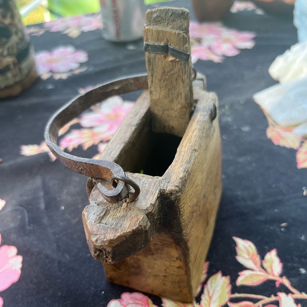 Antique Indian Wooden Pot - Vintage